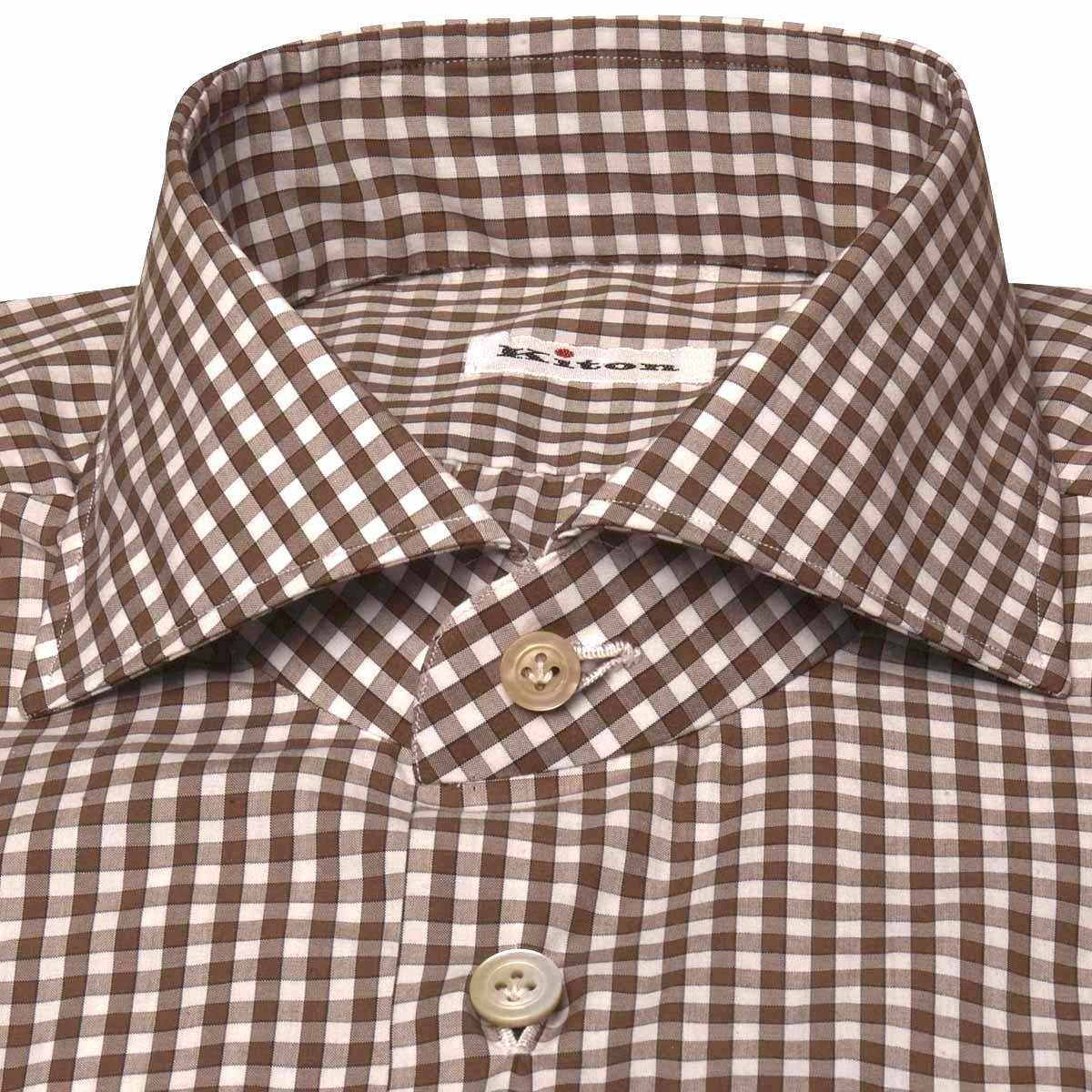 Kiton KITON White Brown Cotton Shirt White/Brown 001