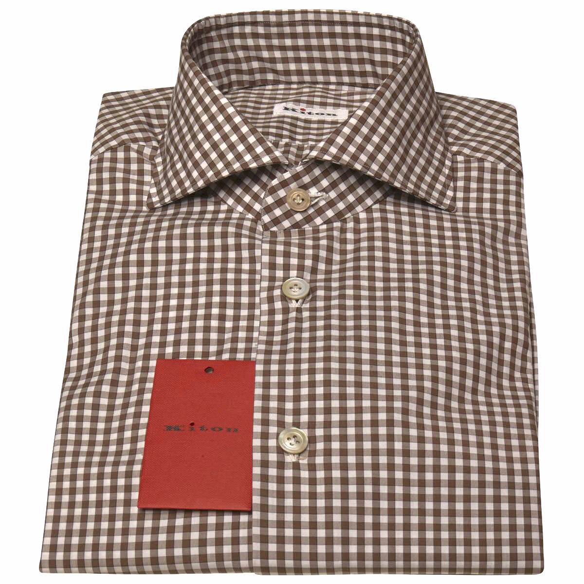KITON White Brown Cotton Shirt
