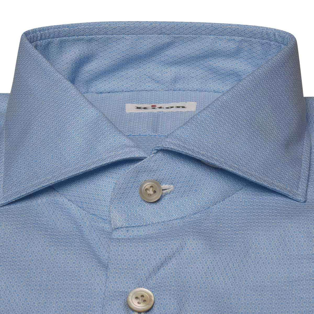 KITON Light Blue White Cotton Shirt