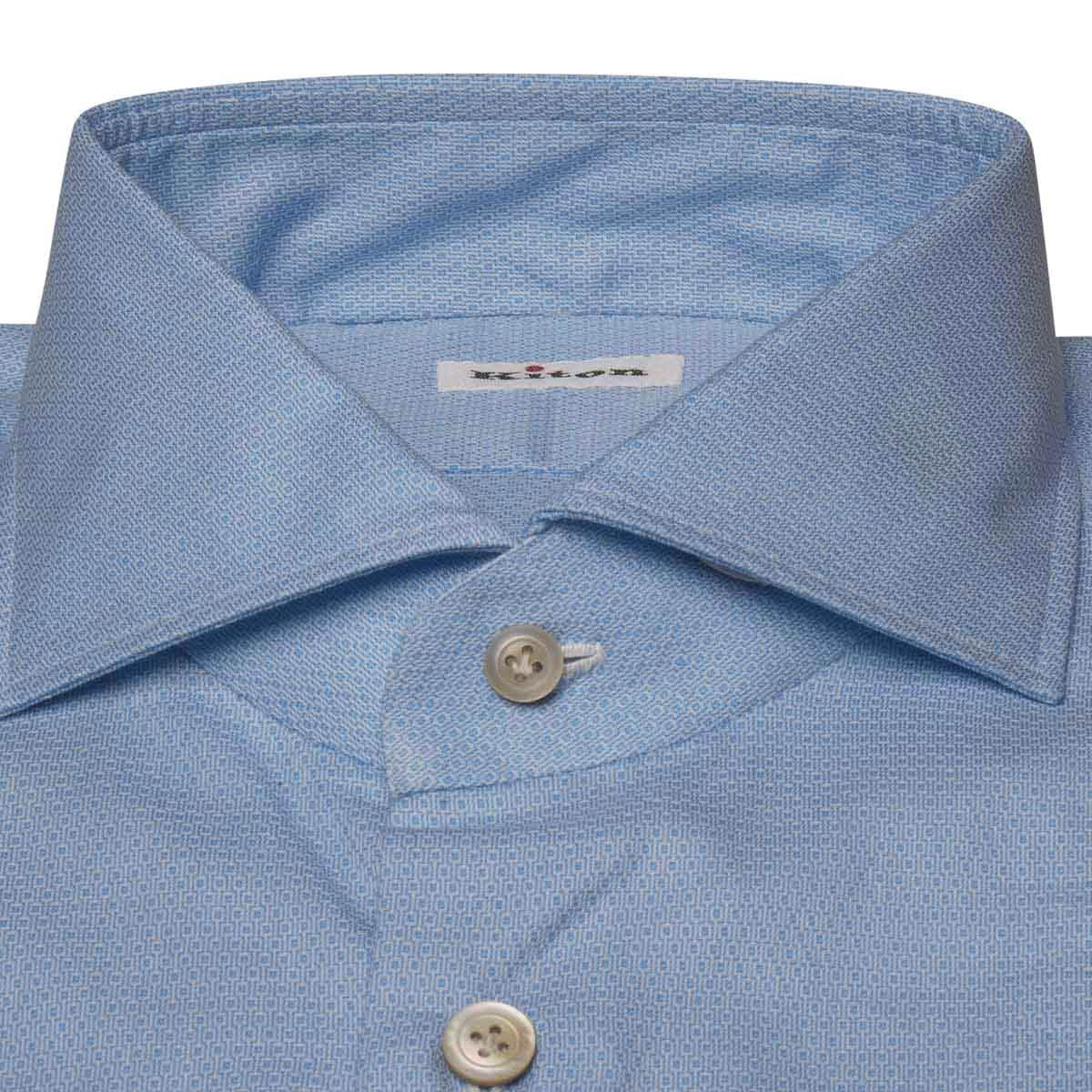 KITON Light Blue White Cotton Shirt