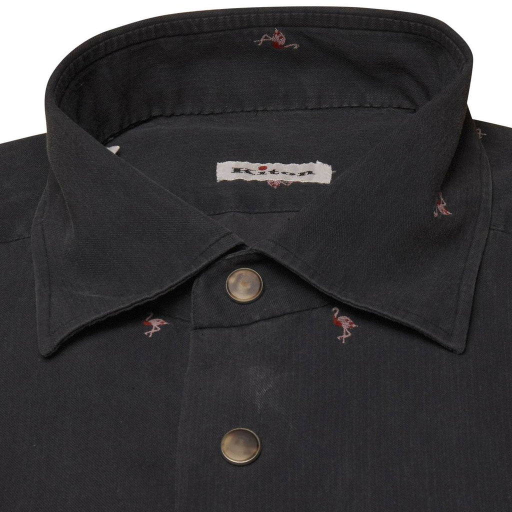 KITON Blue Cotton Shirt