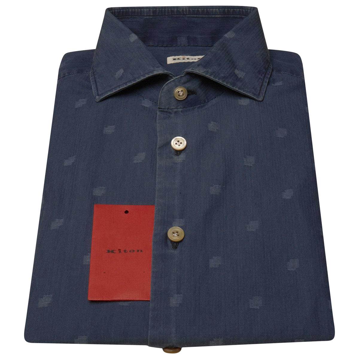 KITON Blue Cotton Shirt