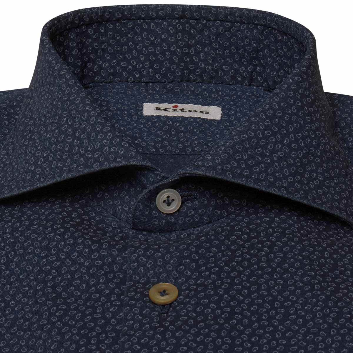 KITON Blue Cotton Shirt
