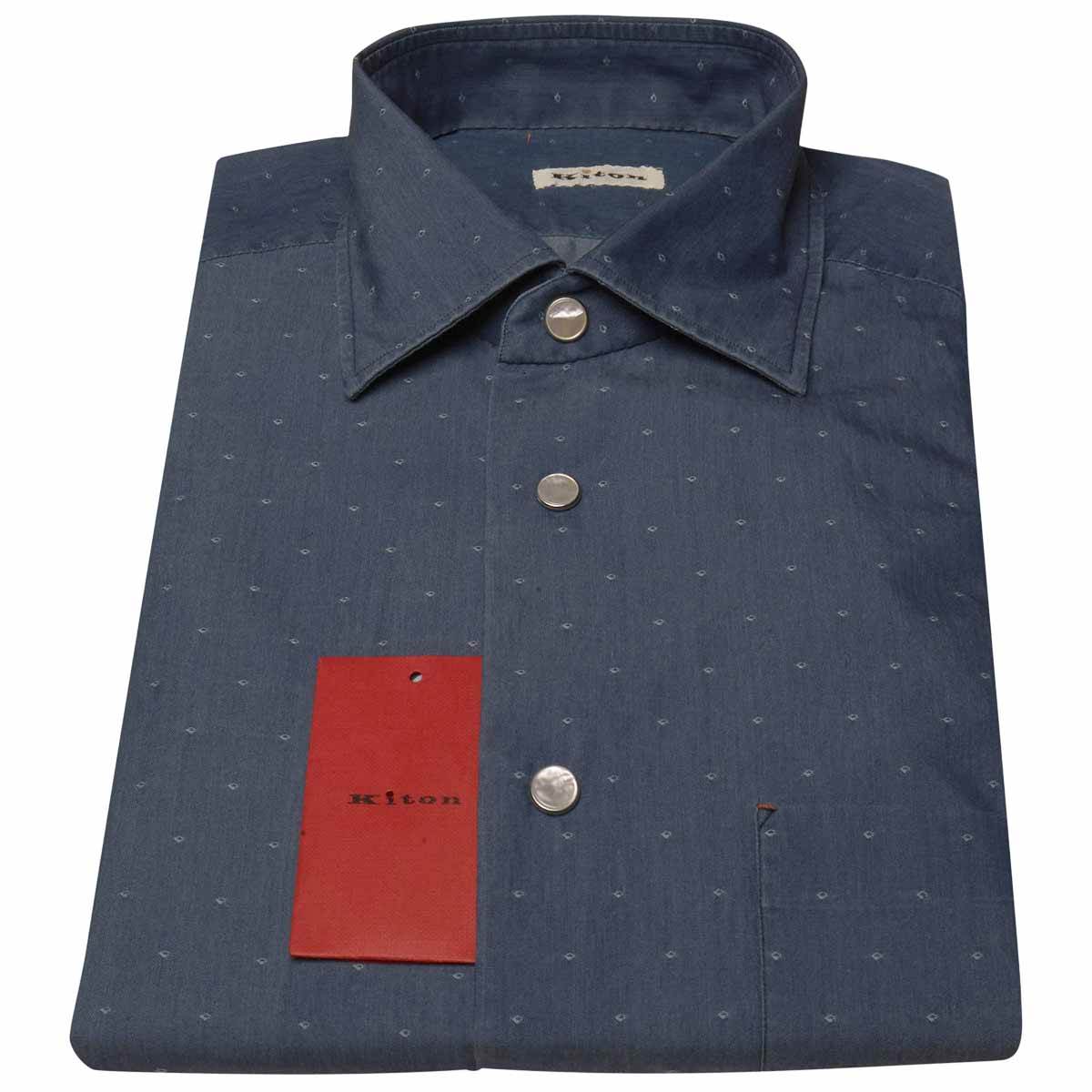 KITON Blue Cotton Shirt