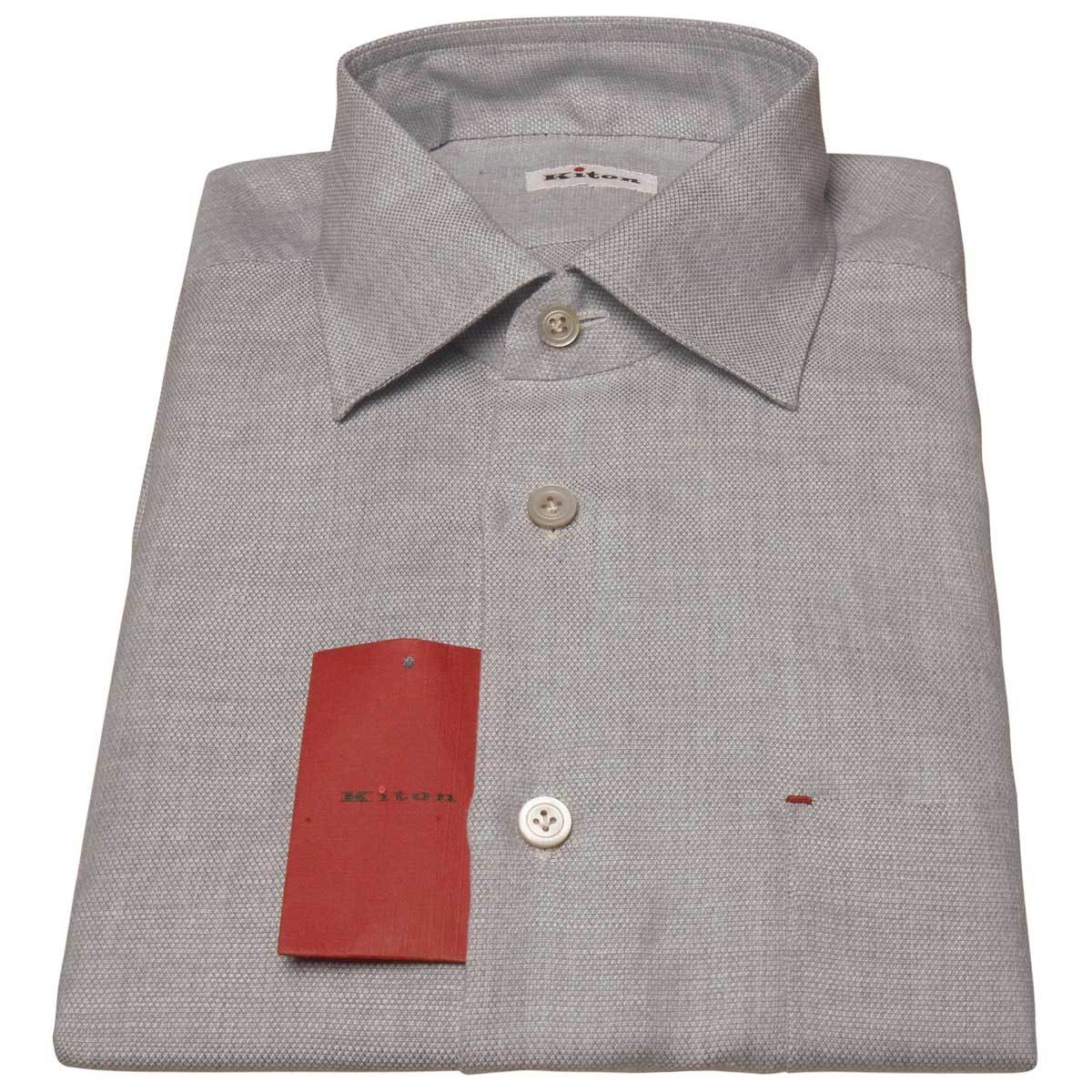 KITON Gray Hemp Cotton Shirt