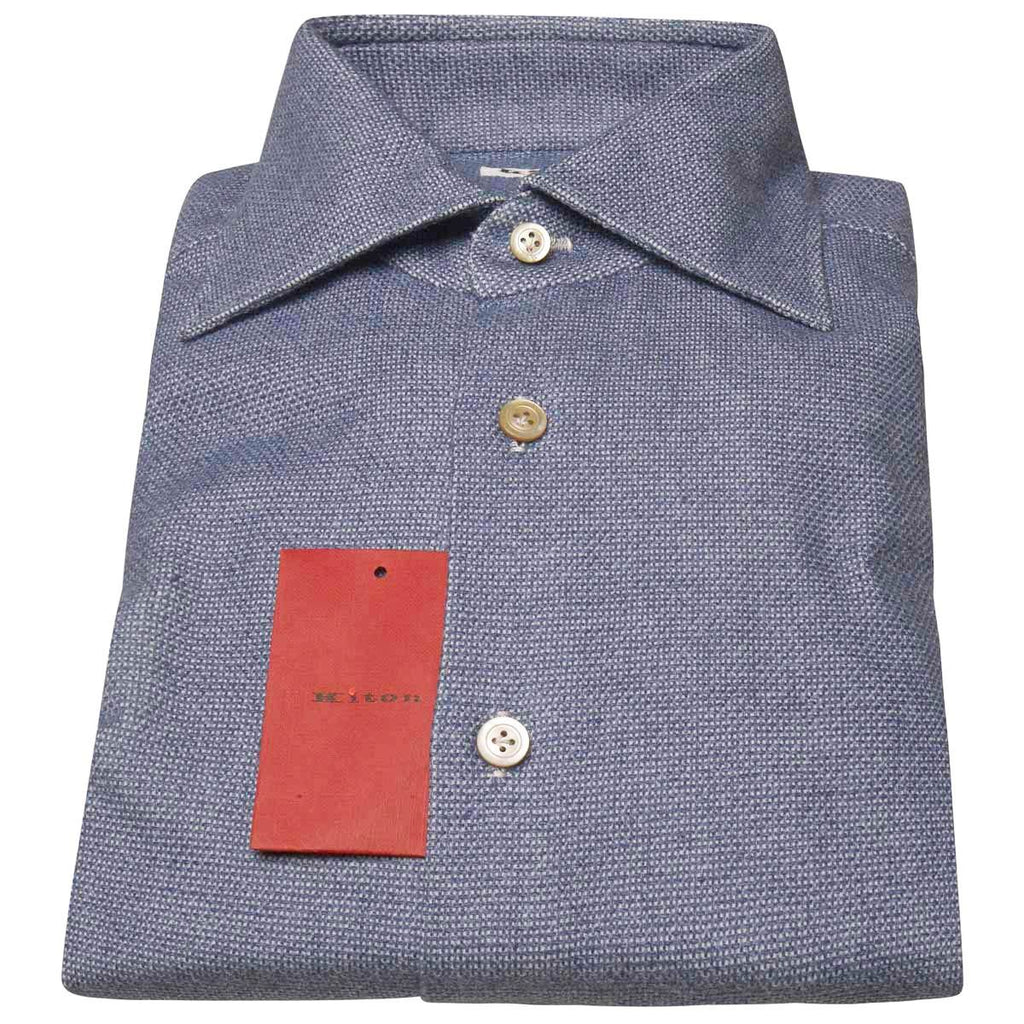 KITON Blue White Cotton Shirt
