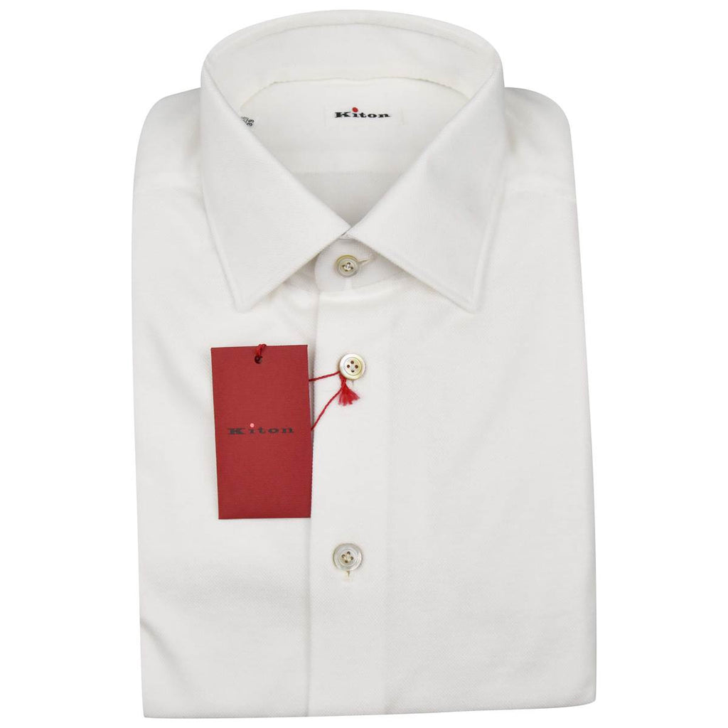 Kiton KITON White Cotton Shirt White/Blue 000