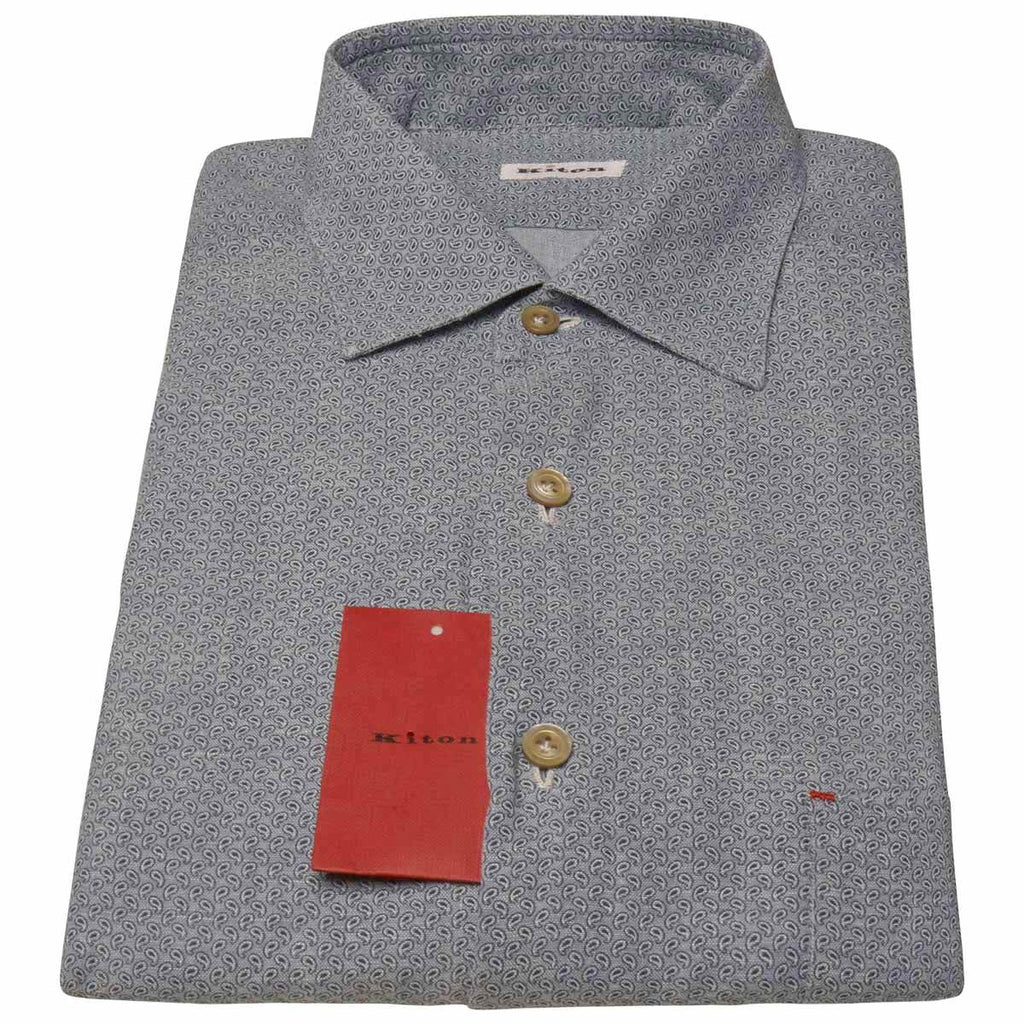 KITON Blue Linen Shirt