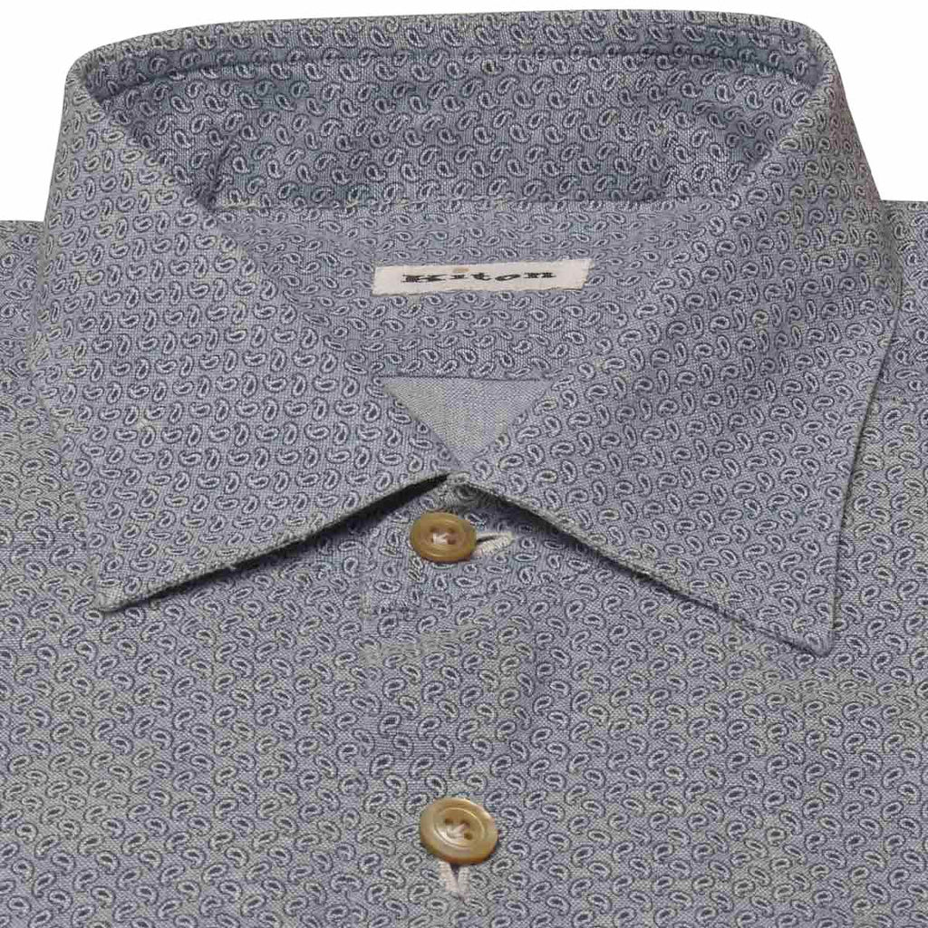 KITON Blue Linen Shirt