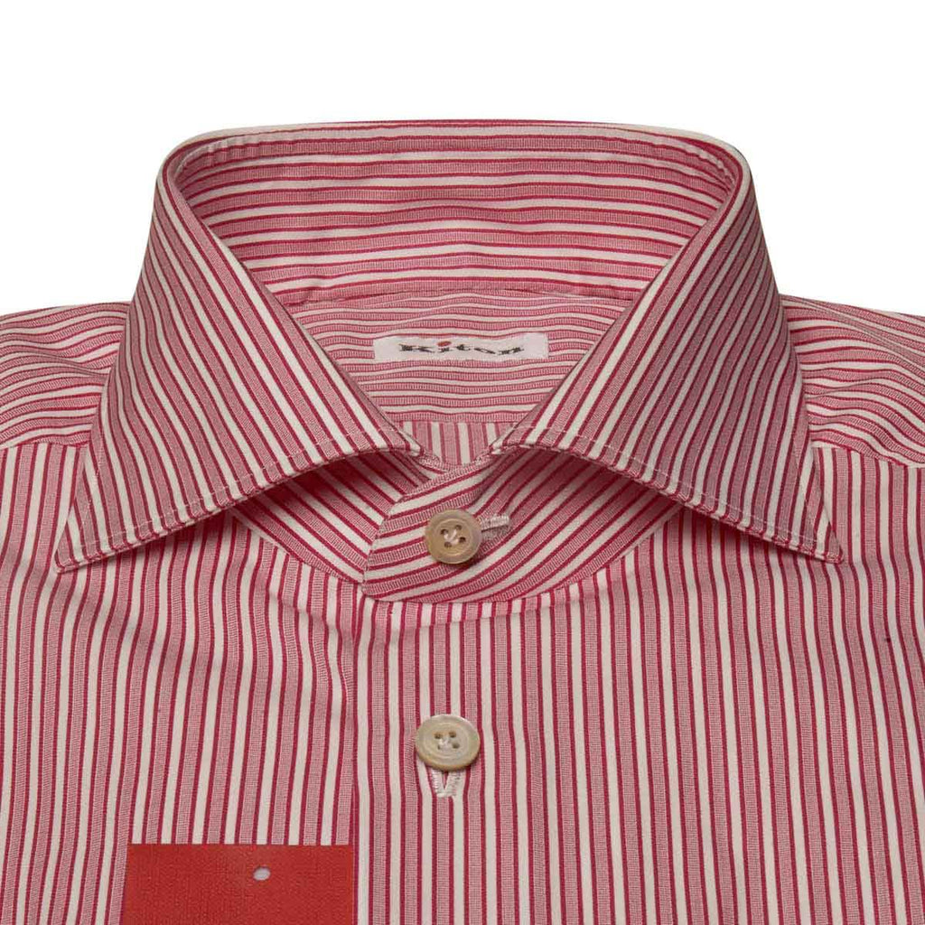 KITON Red White Cotton Shirt
