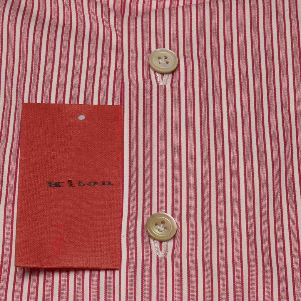 KITON Red White Cotton Shirt