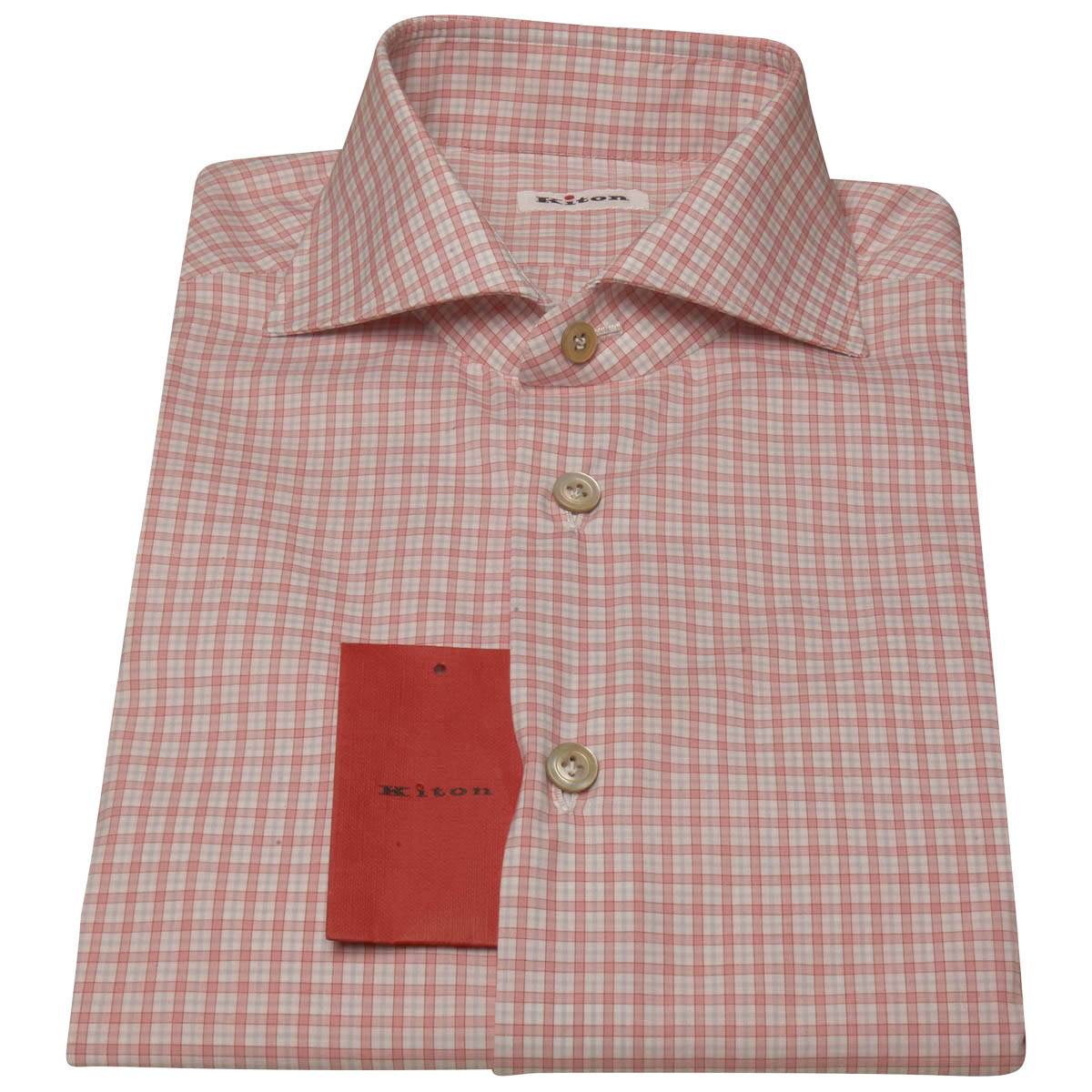 Kiton Kiton Pink White Cotton Shirt Pink / White 000