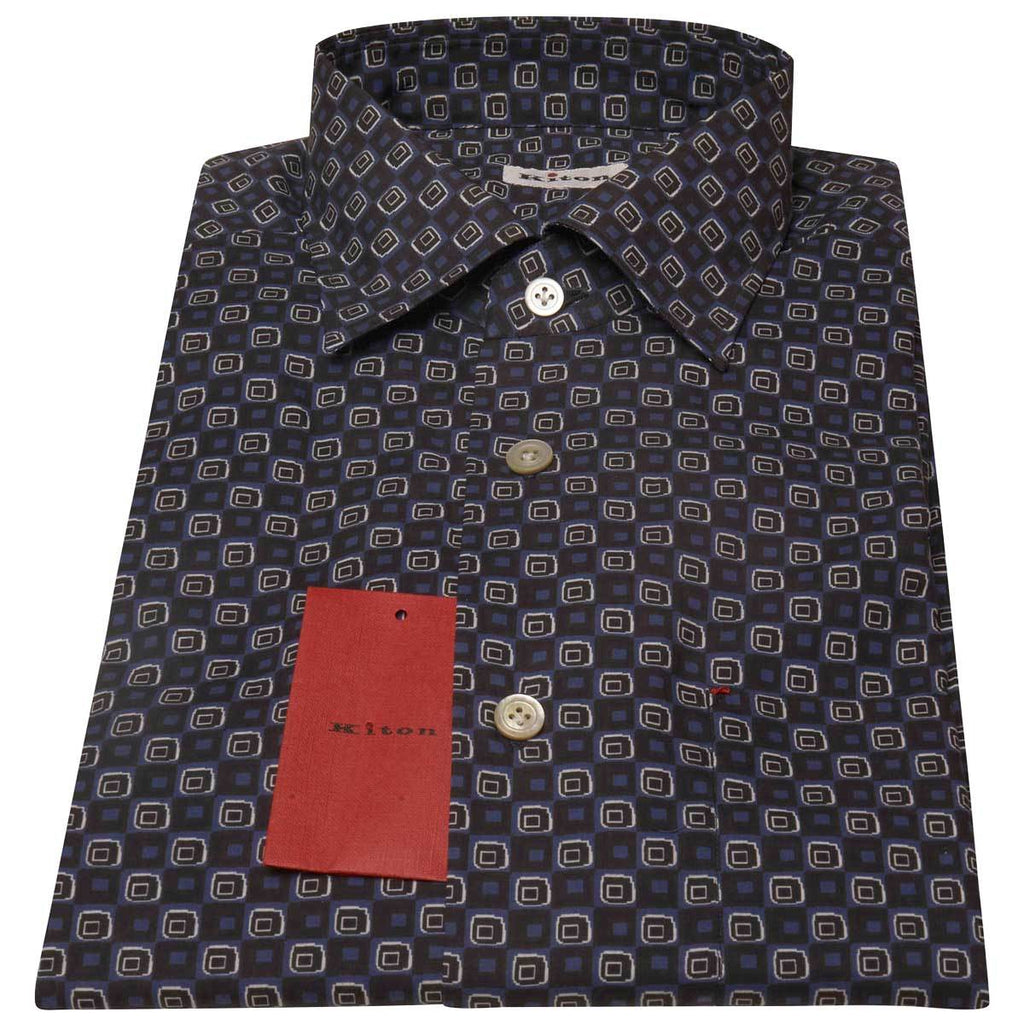 KITON Blue White Cotton Shirt