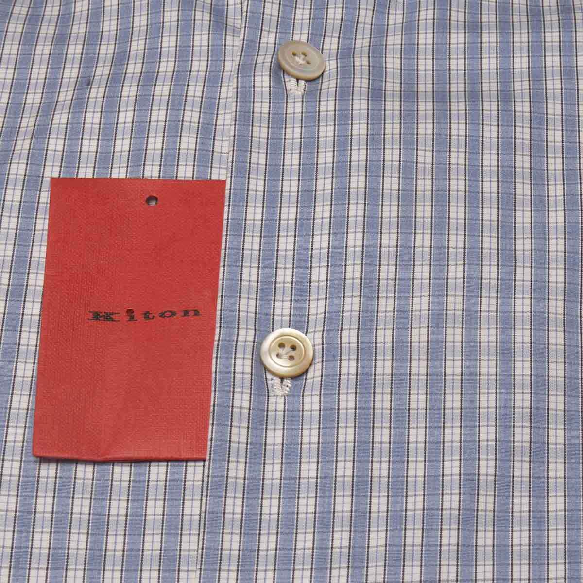 KITON Blue White Cotton Shirt