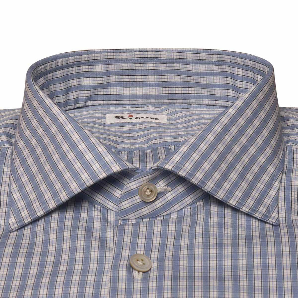 KITON Blue White Cotton Shirt