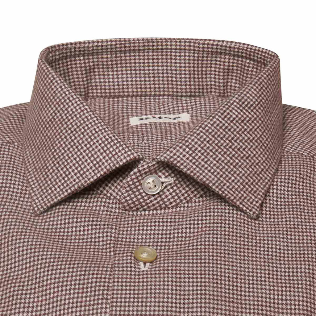 Kiton KITON Burgundy White Cotton Shirt Burgundy/White 001