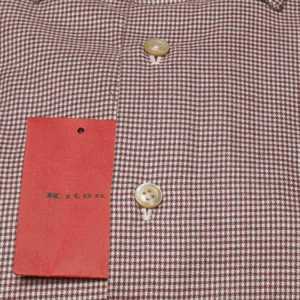 KITON Burgundy White Cotton Shirt
