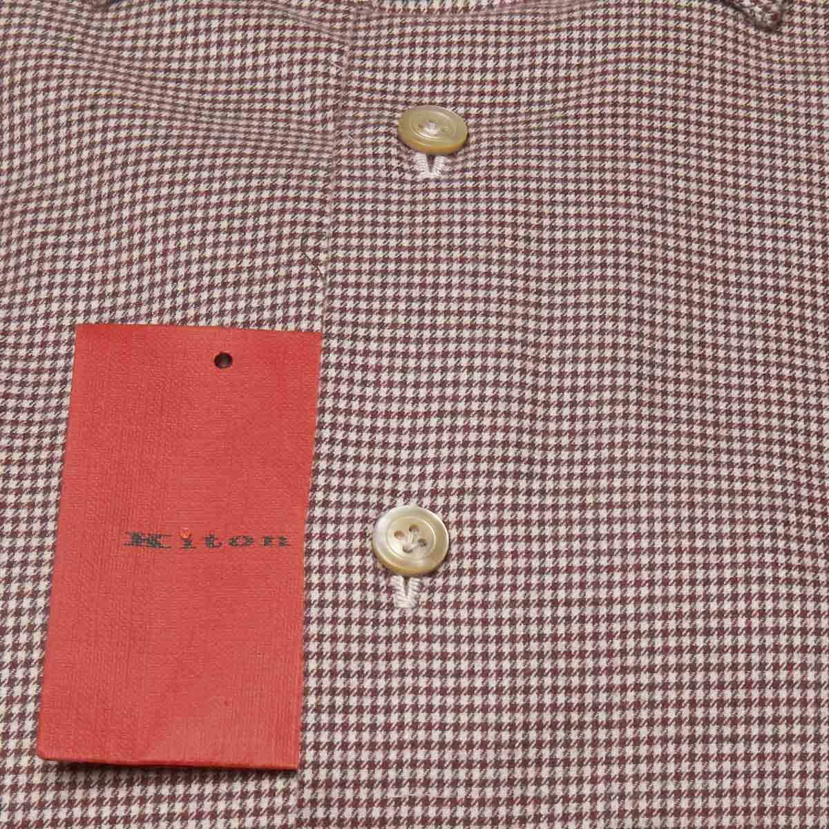 KITON Burgundy White Cotton Shirt