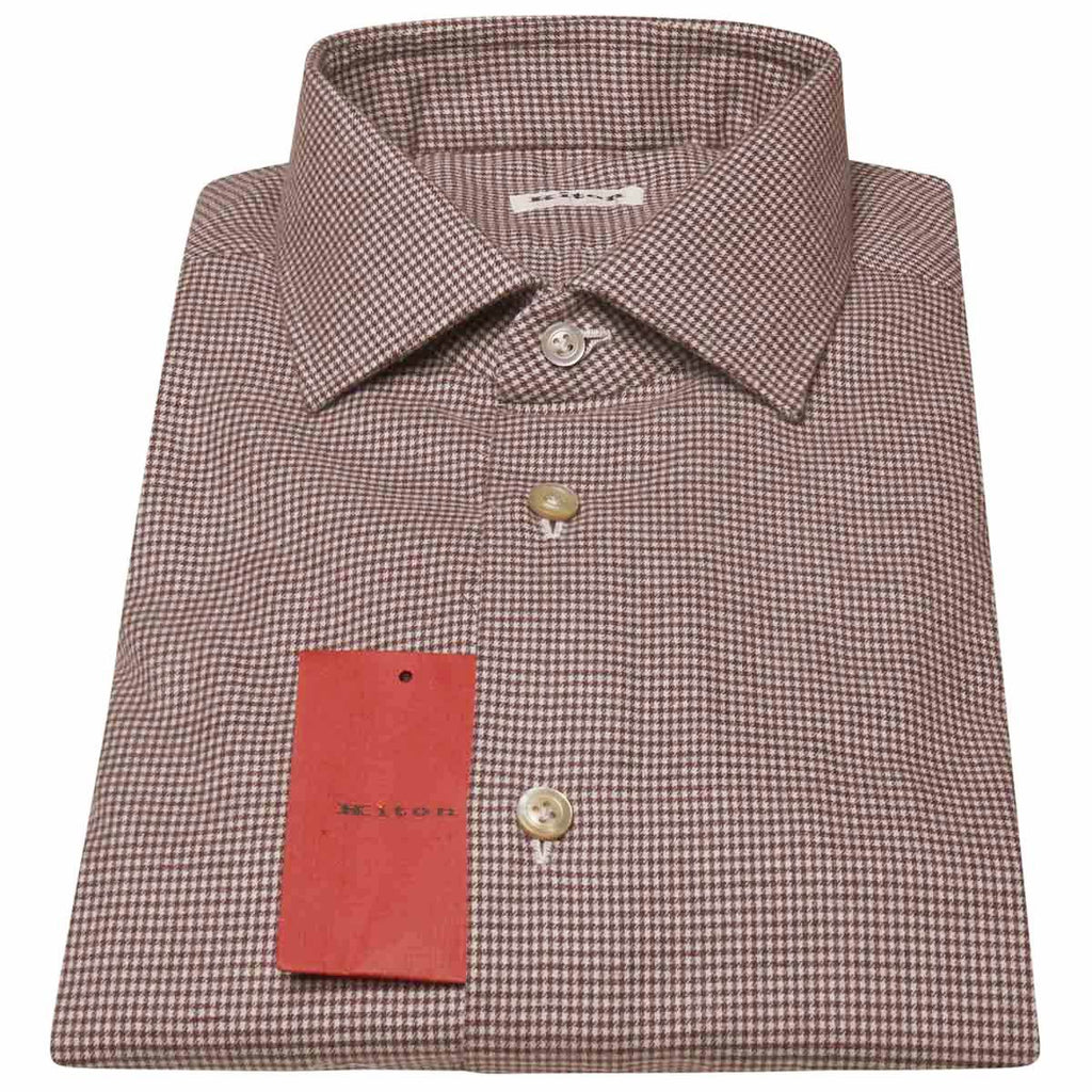 KITON Burgundy White Cotton Shirt