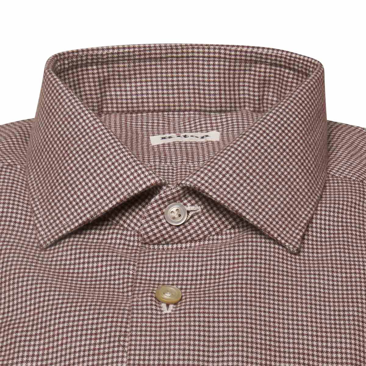 KITON Burgundy White Cotton Shirt