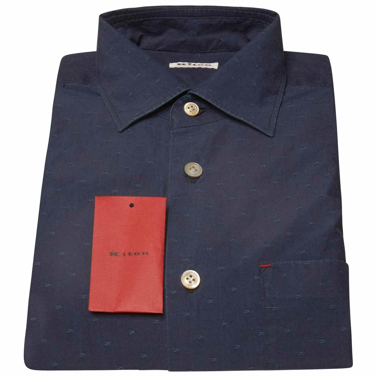 KITON Blue Cotton Shirt