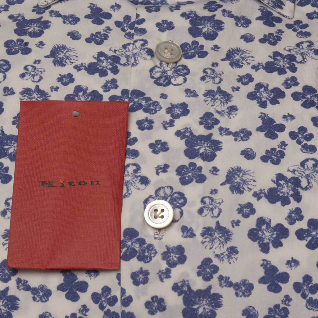 KITON Blue White Cotton Shirt