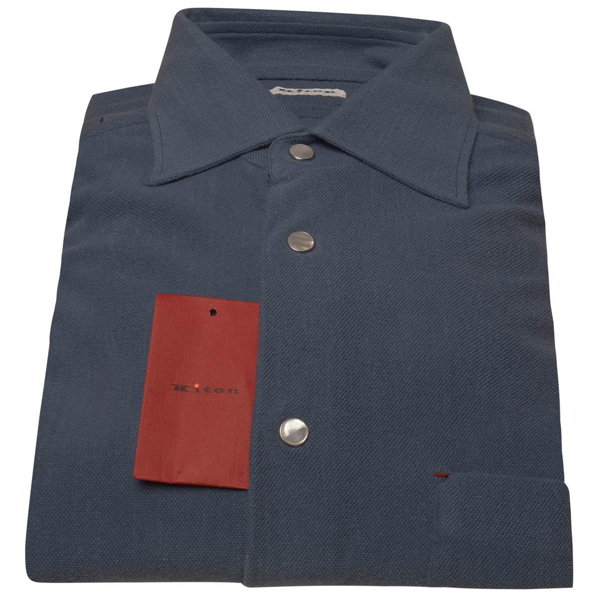 KITON Blue Cotton Shirt