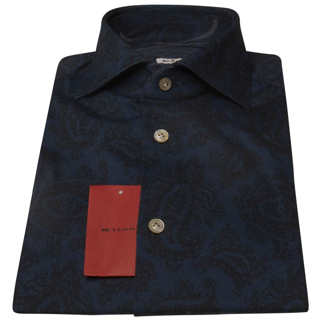 KITON Blue Cotton Shirt