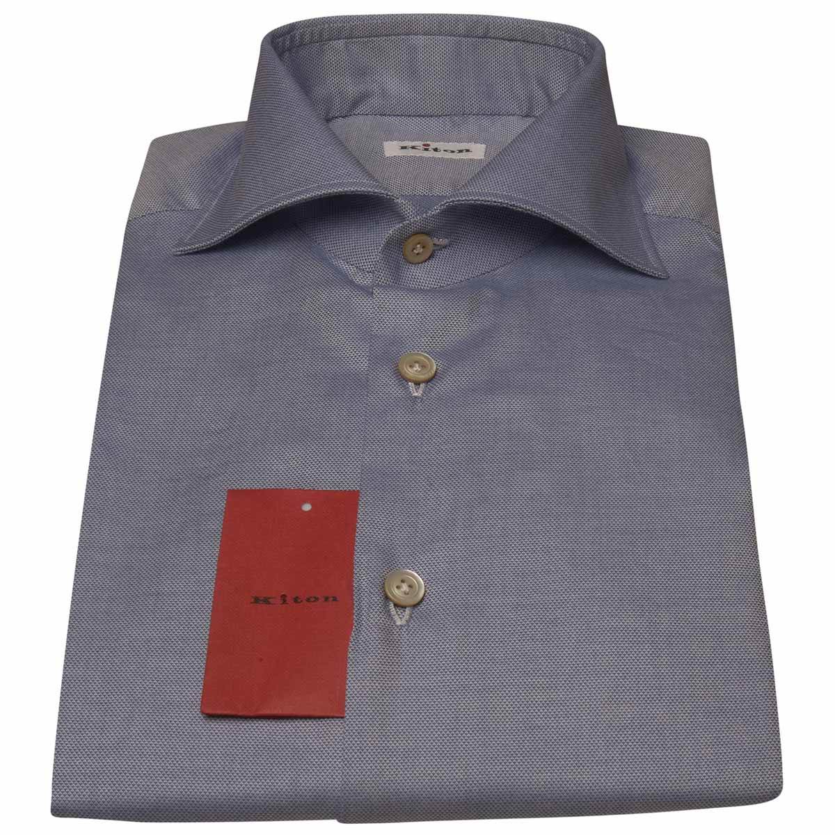 KITON Light Blue Cotton Shirt