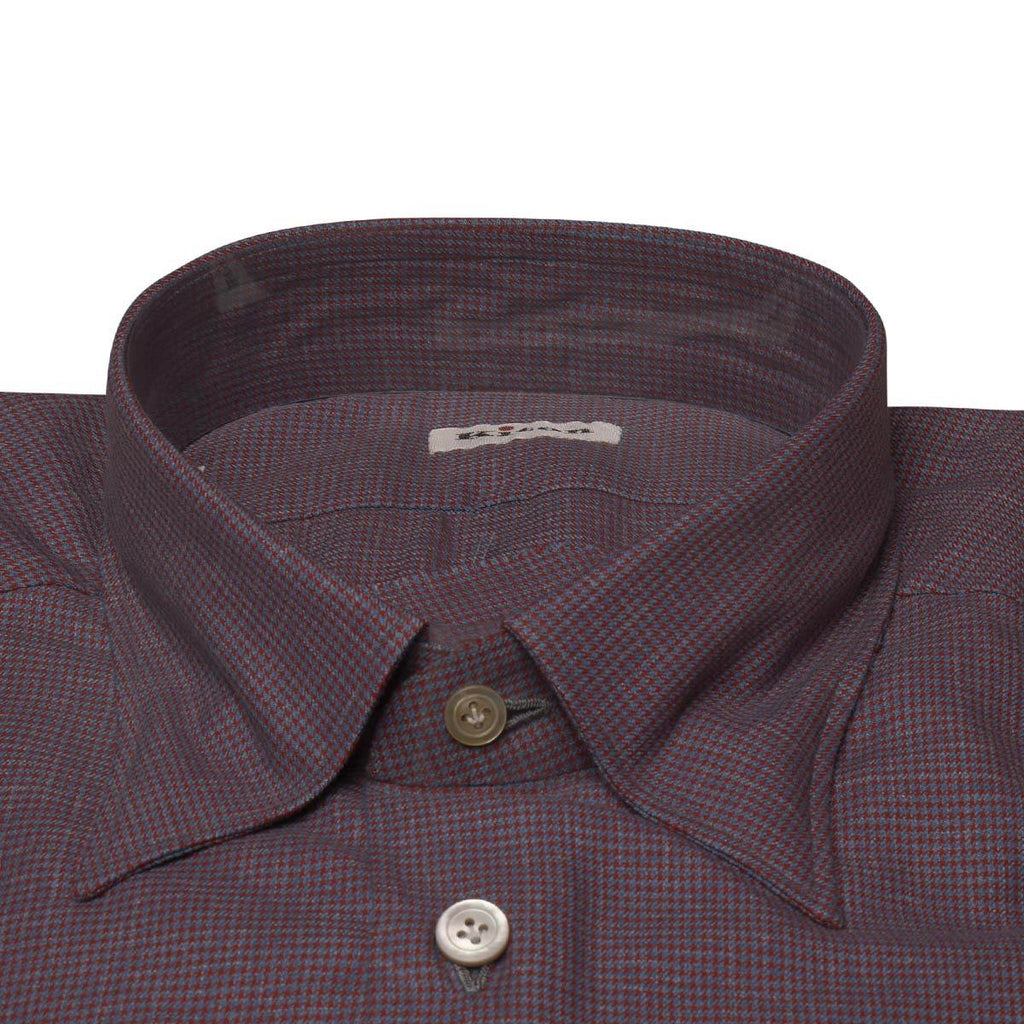 KITON Blue Red Cotton Shirt
