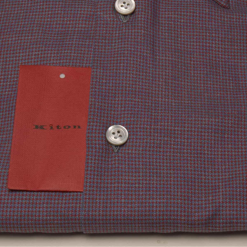 KITON Blue Red Cotton Shirt