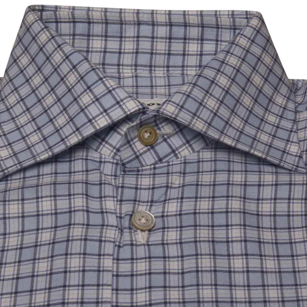 KITON Blue White Cotton Shirt