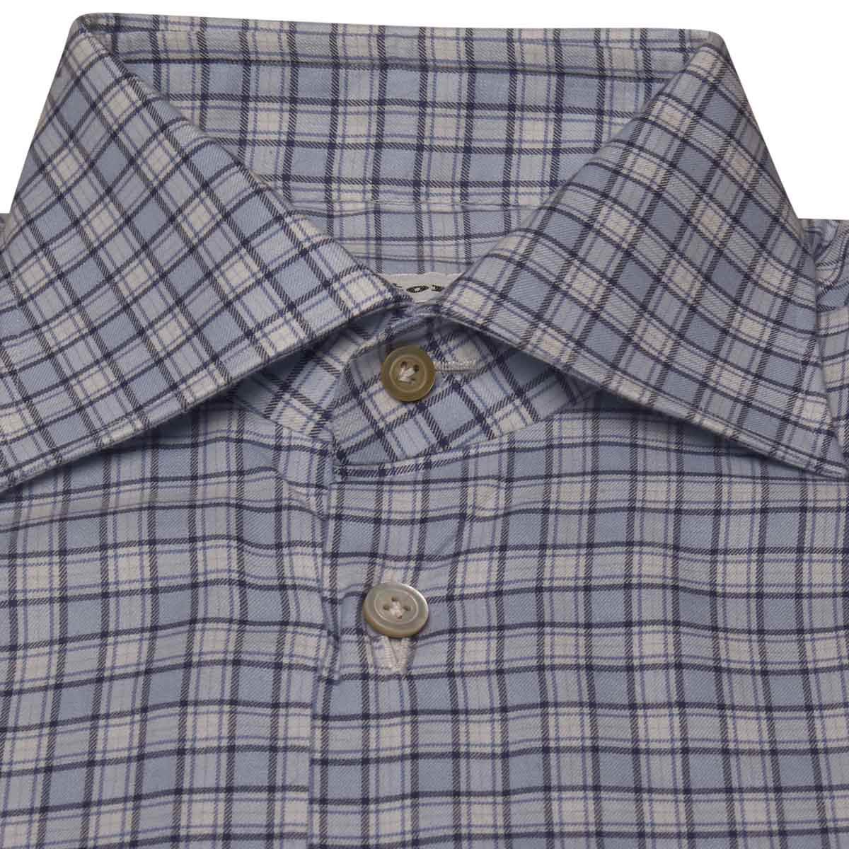 KITON Blue White Cotton Shirt