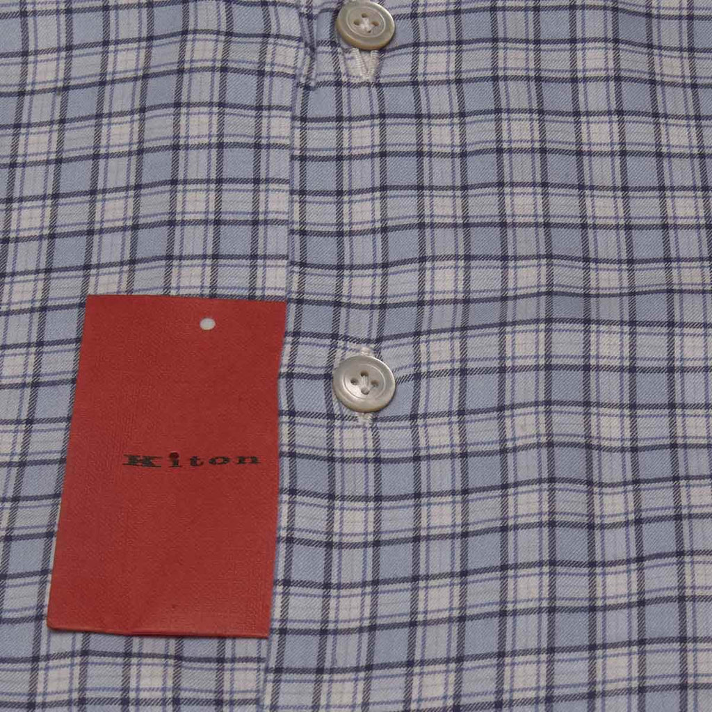 KITON Blue White Cotton Shirt
