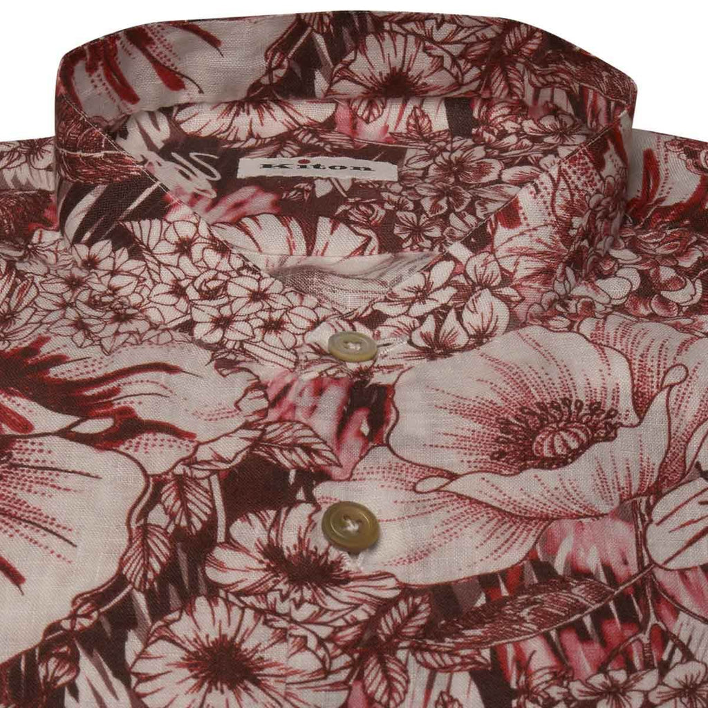 KITON Multicolor Linen Korean Shirt