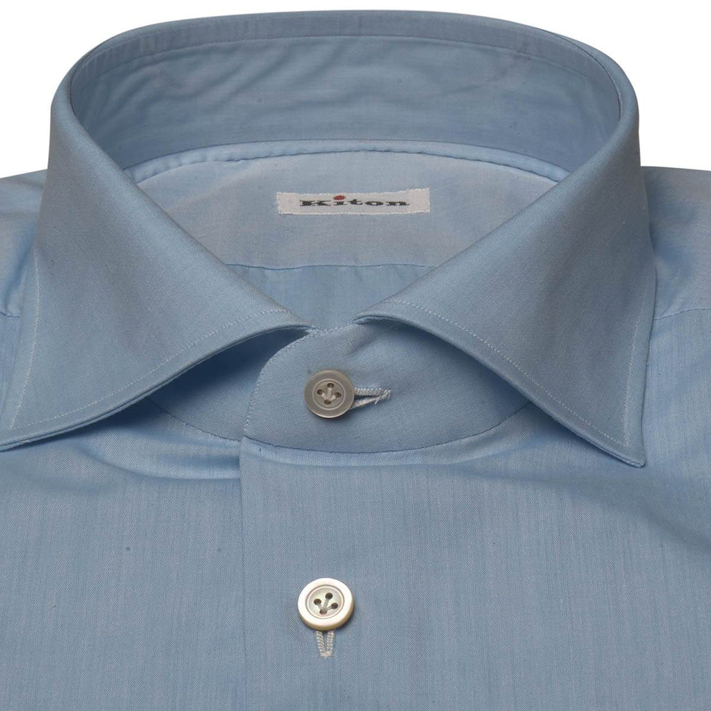 KITON Light Blue Cotton Shirt