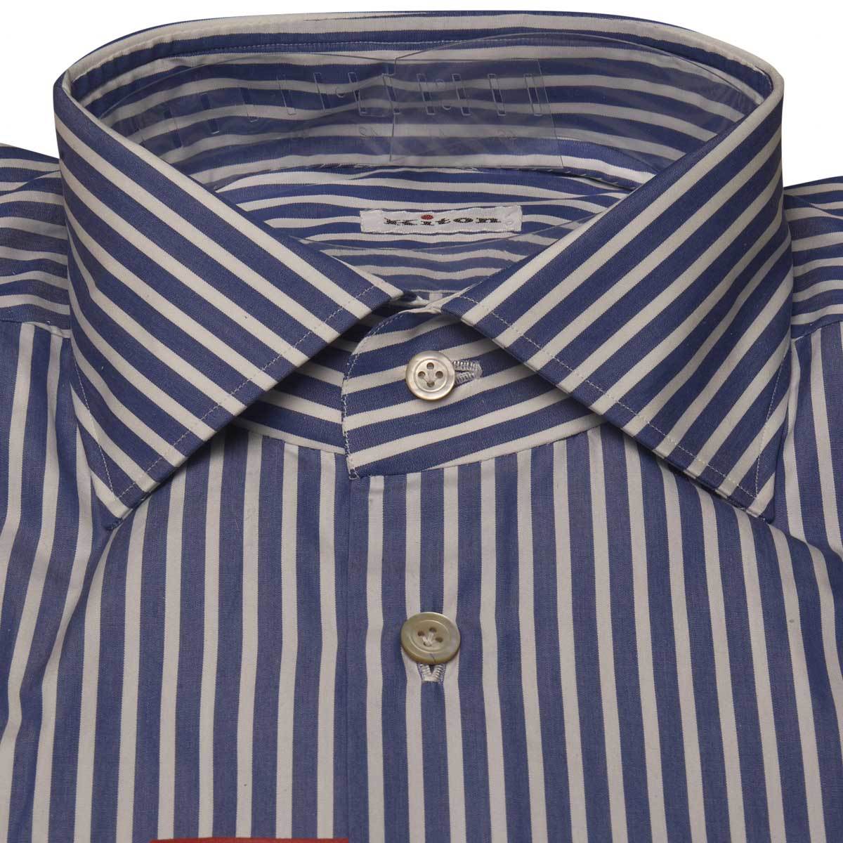 KITON Blue White Cotton Shirt