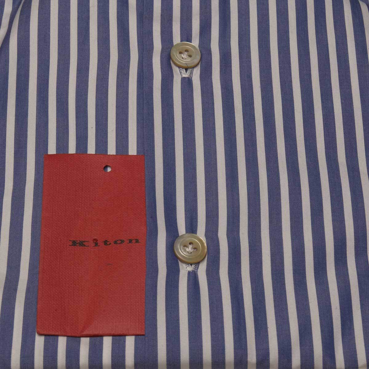 KITON Blue White Cotton Shirt