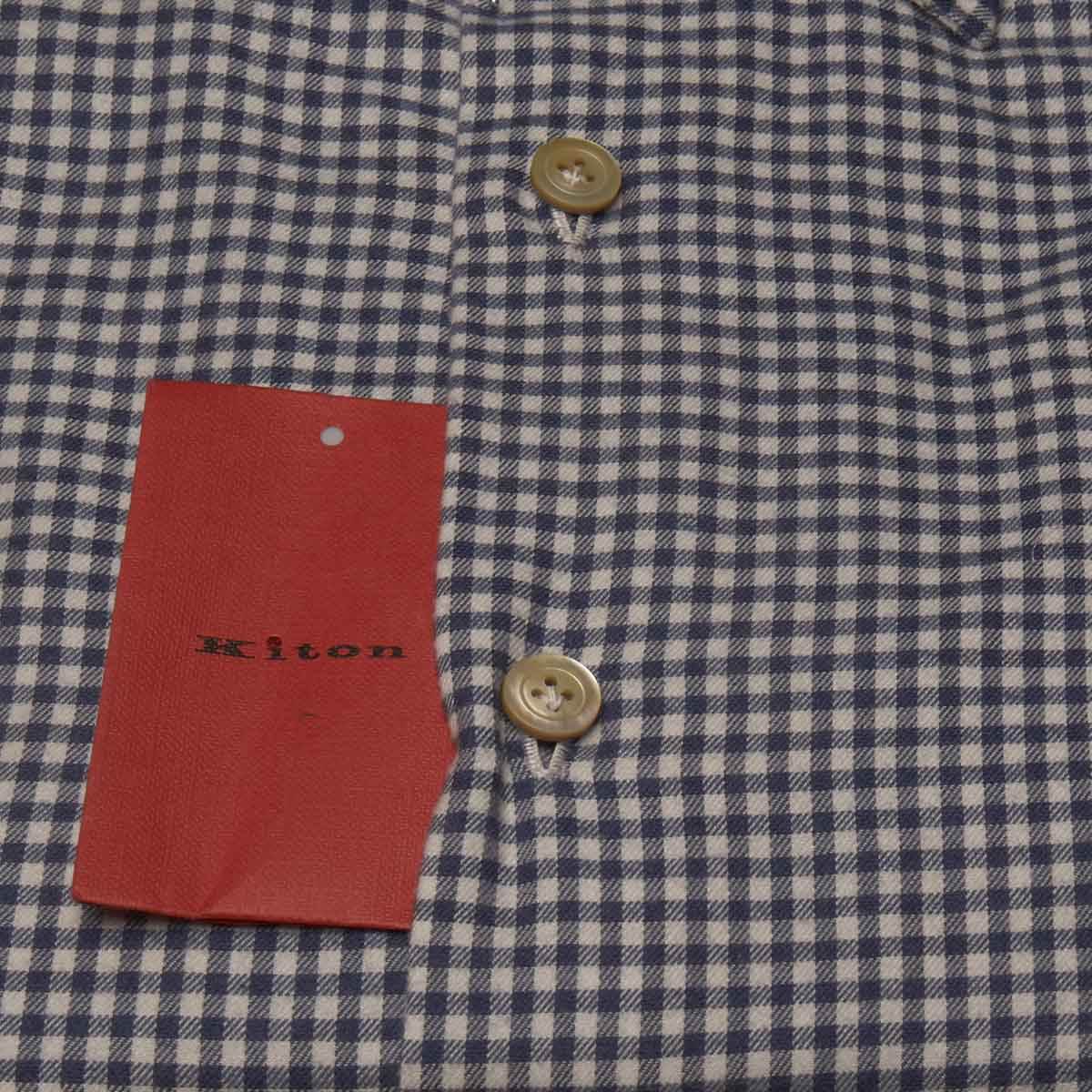 KITON Blue White Cotton Shirt