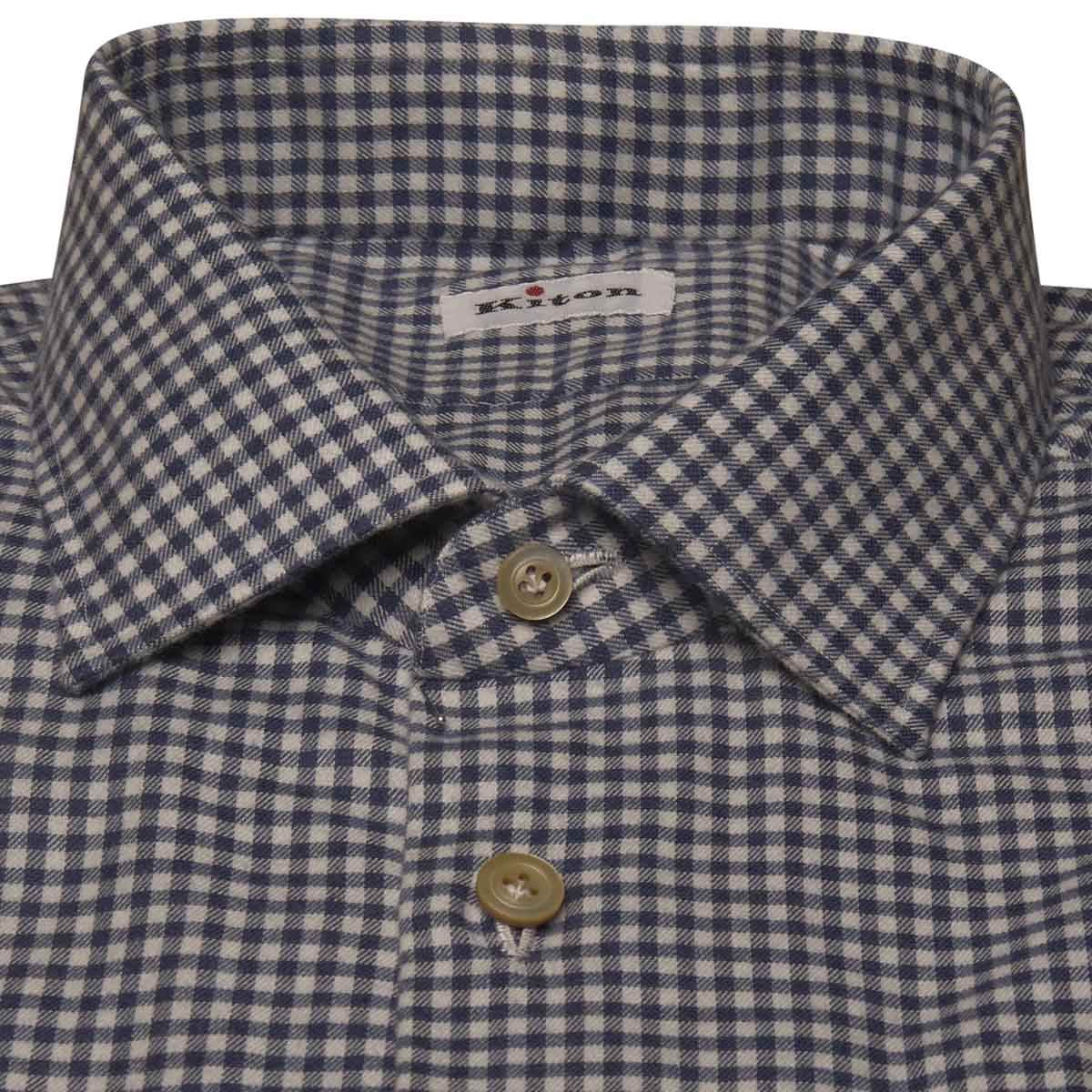 KITON Blue White Cotton Shirt