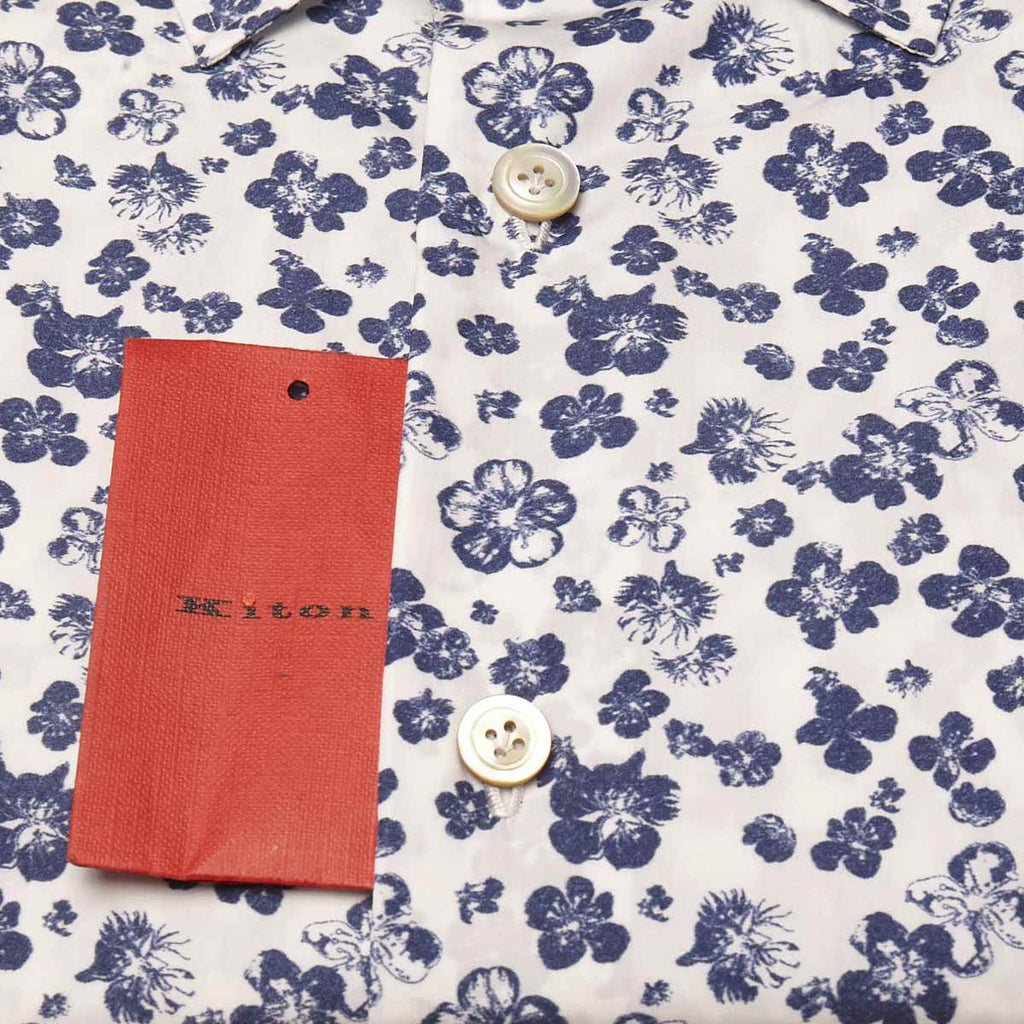 KITON Blue White Cotton Shirt