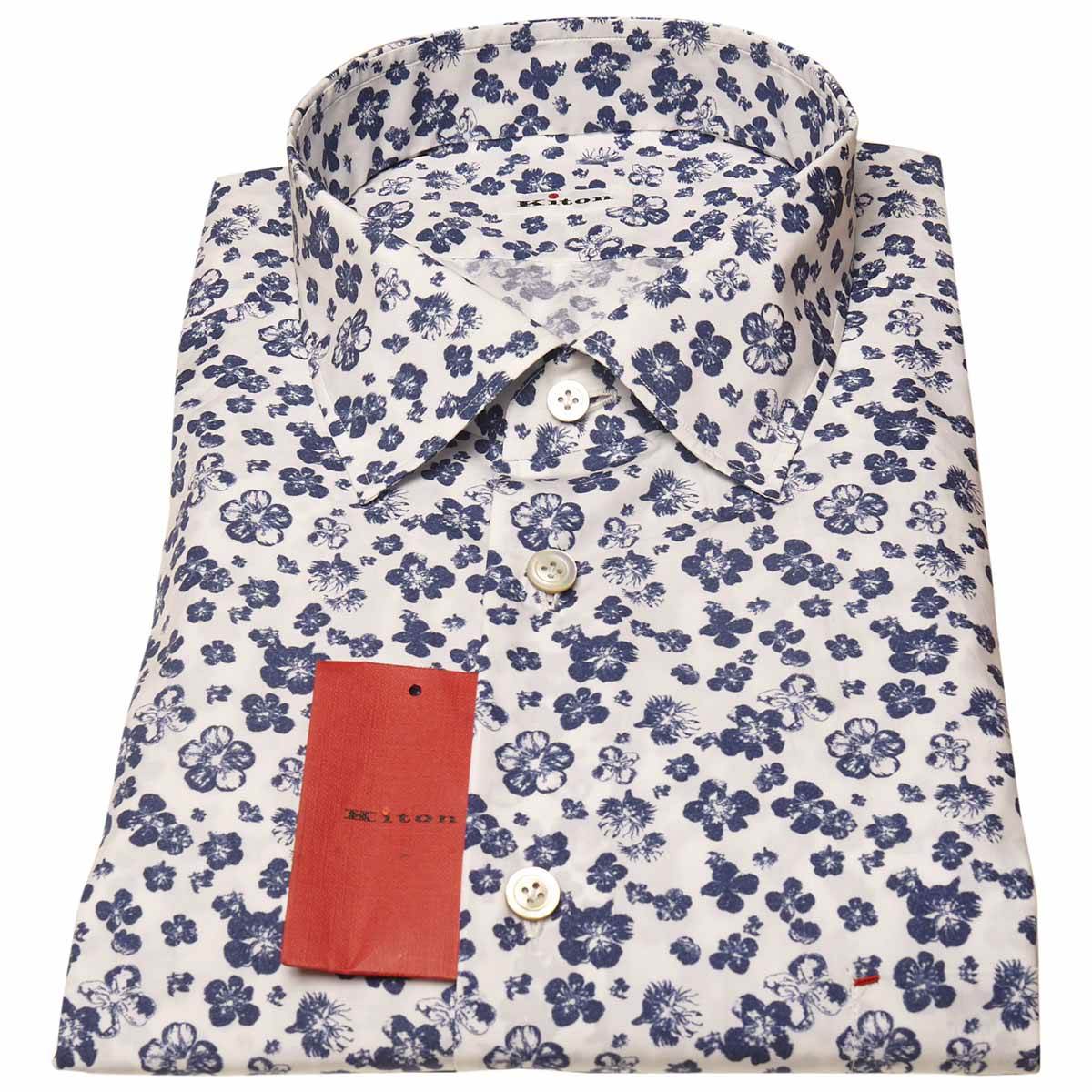 KITON Blue White Cotton Shirt