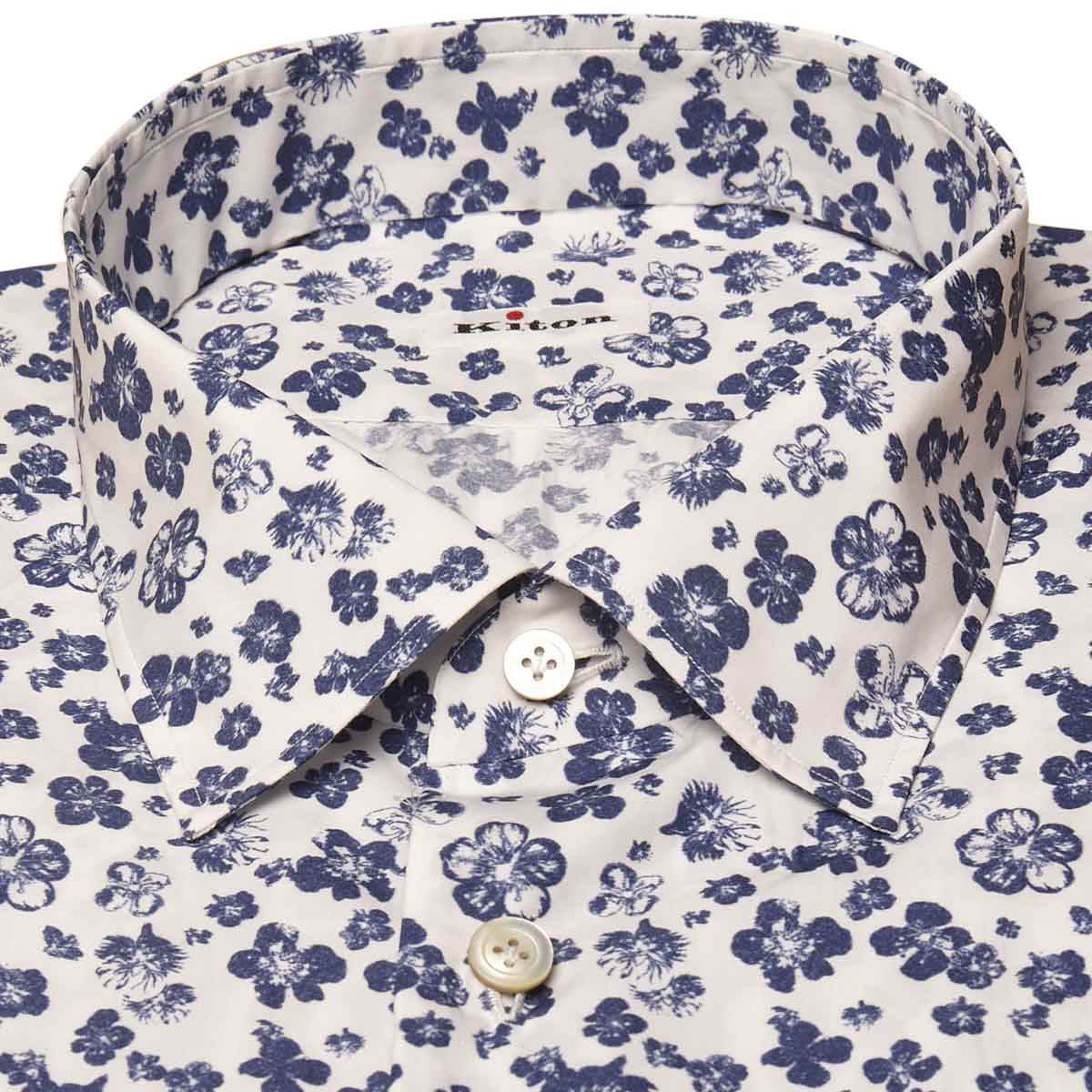 KITON Blue White Cotton Shirt