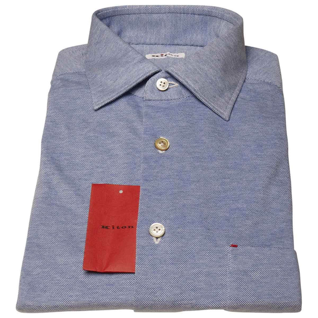 KITON Light Blue Cotton Shirt