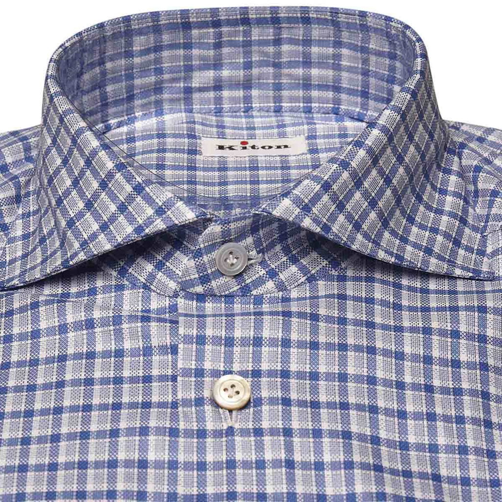 Kiton KITON Blue White Cotton Shirt Blue/White 001