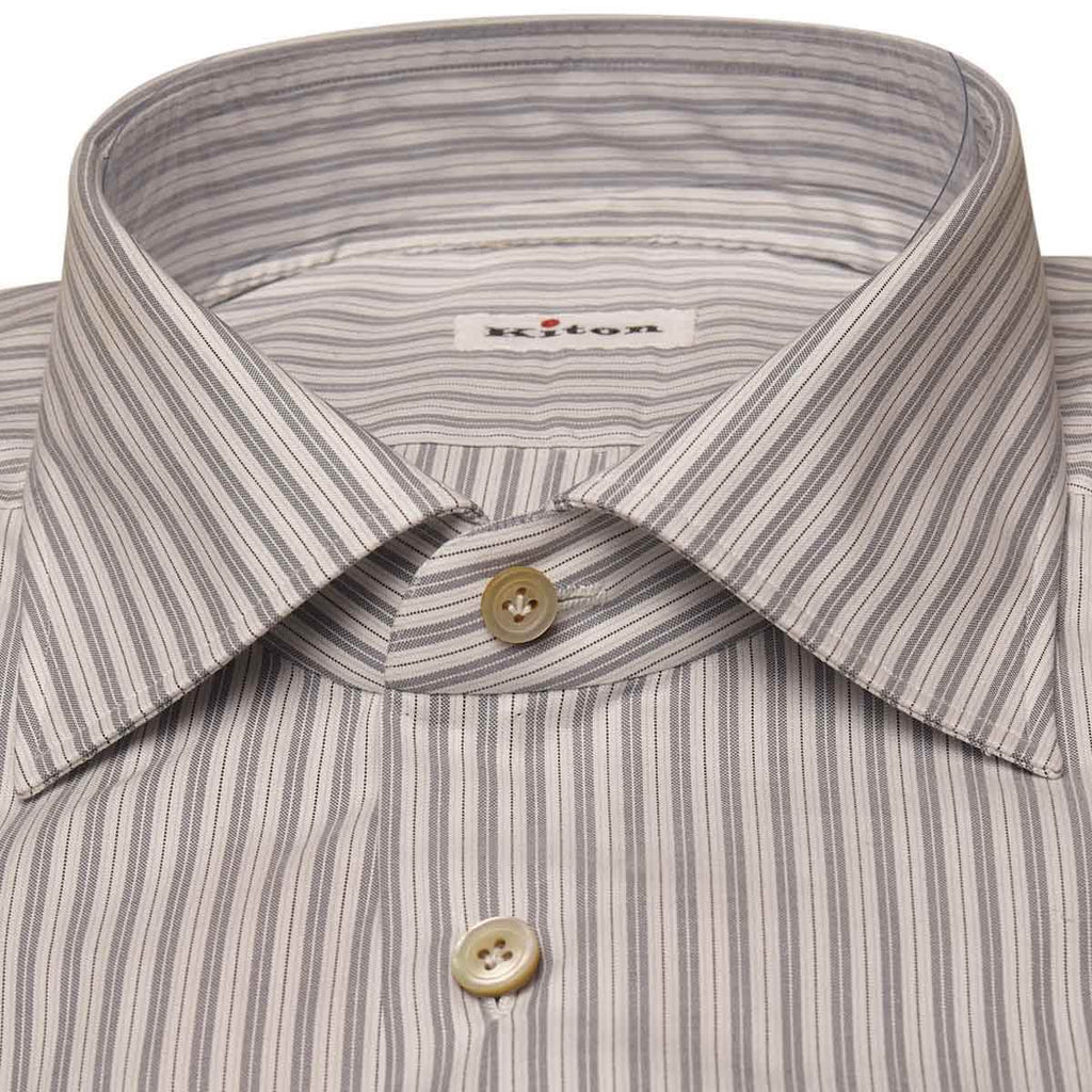 Kiton KITON Gray White Cotton Shirt Gray/White 001