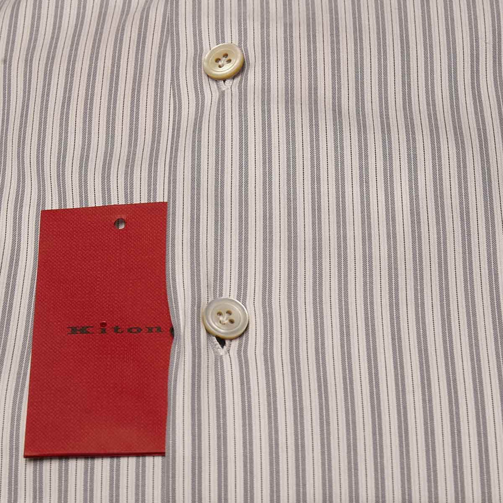 KITON Gray White Cotton Shirt