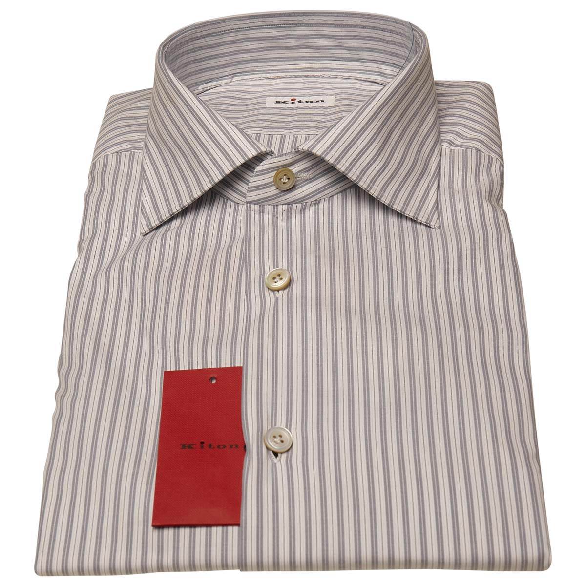KITON Gray White Cotton Shirt