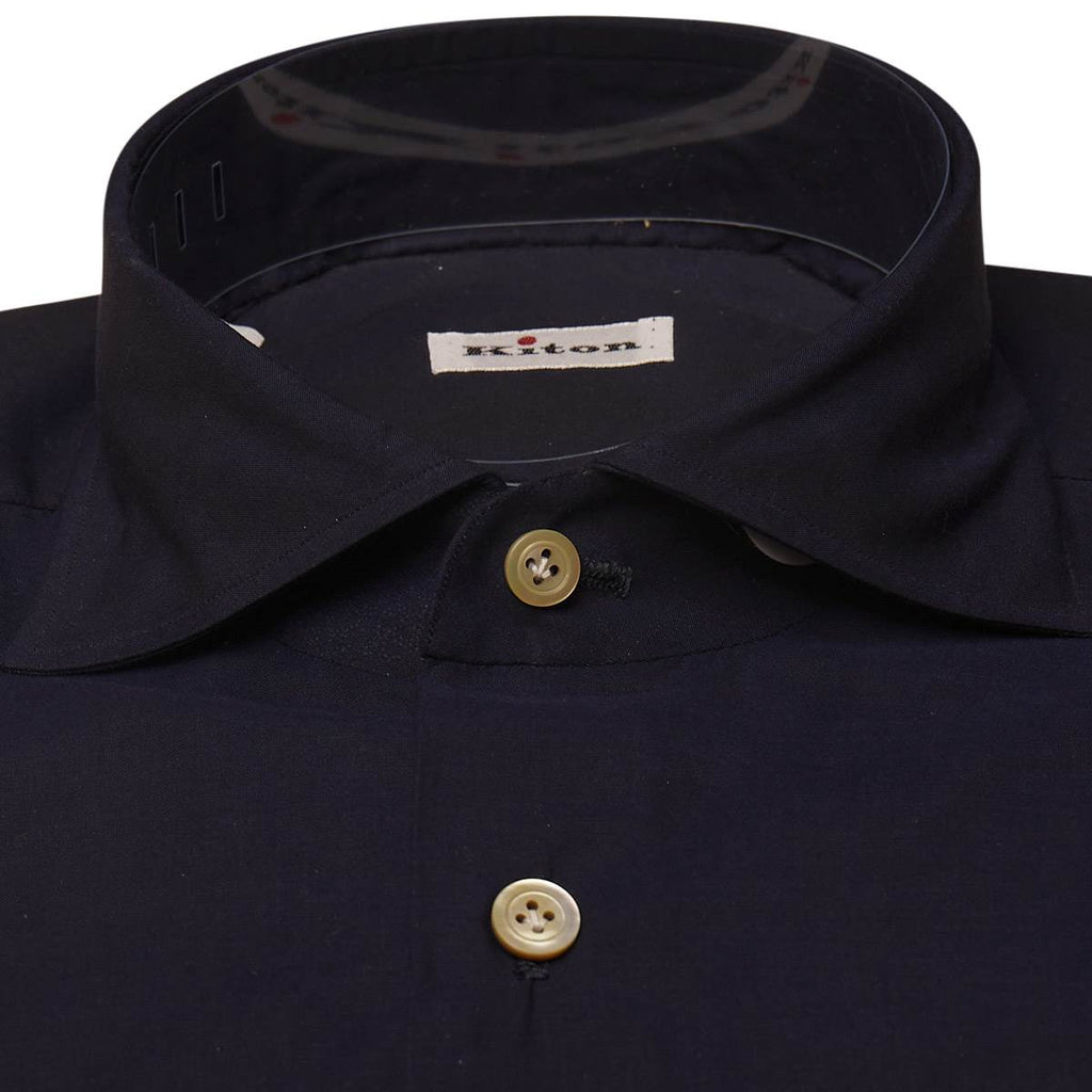 KITON Blue Cotton Shirt