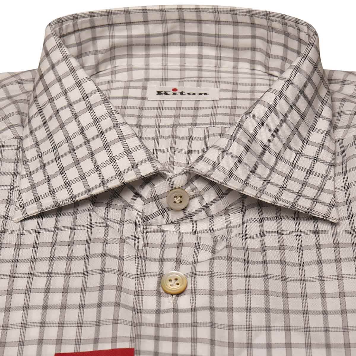 Kiton KITON Grey White Cotton Shirt Grey/White 001